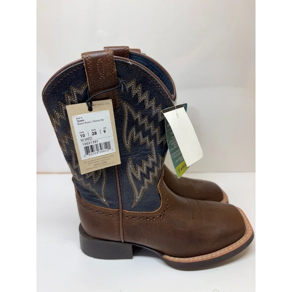 Ariat Kids Tycoon Brazen Brown Arizona Sky Square Toe Cowboy Boots 10021591 10M
